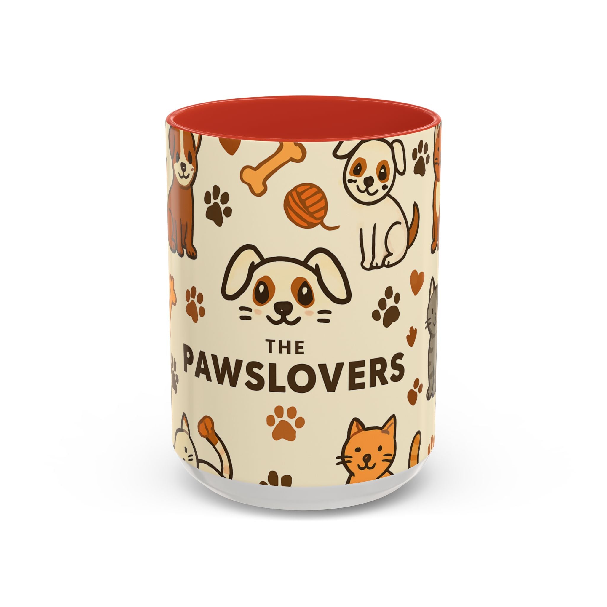 Animal Lovers Coffee Mug, Cute Cat and Dog Illustrations, Gift for Pet Owners, Cozy Home Decor, Paws Design, 11oz, 15oz Mug