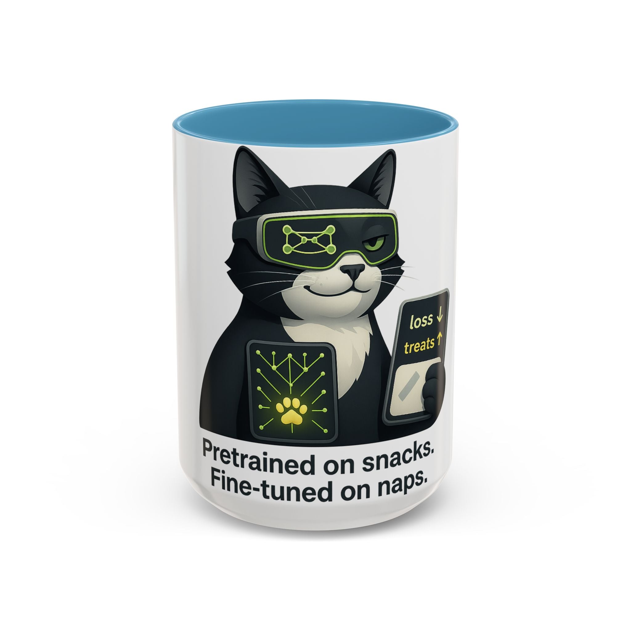 AI/ML Engineer , Pretrained on Snacks, Gift for Cat Lovers, Cute Pet Lover Mug, Coffee Cup for Nappers