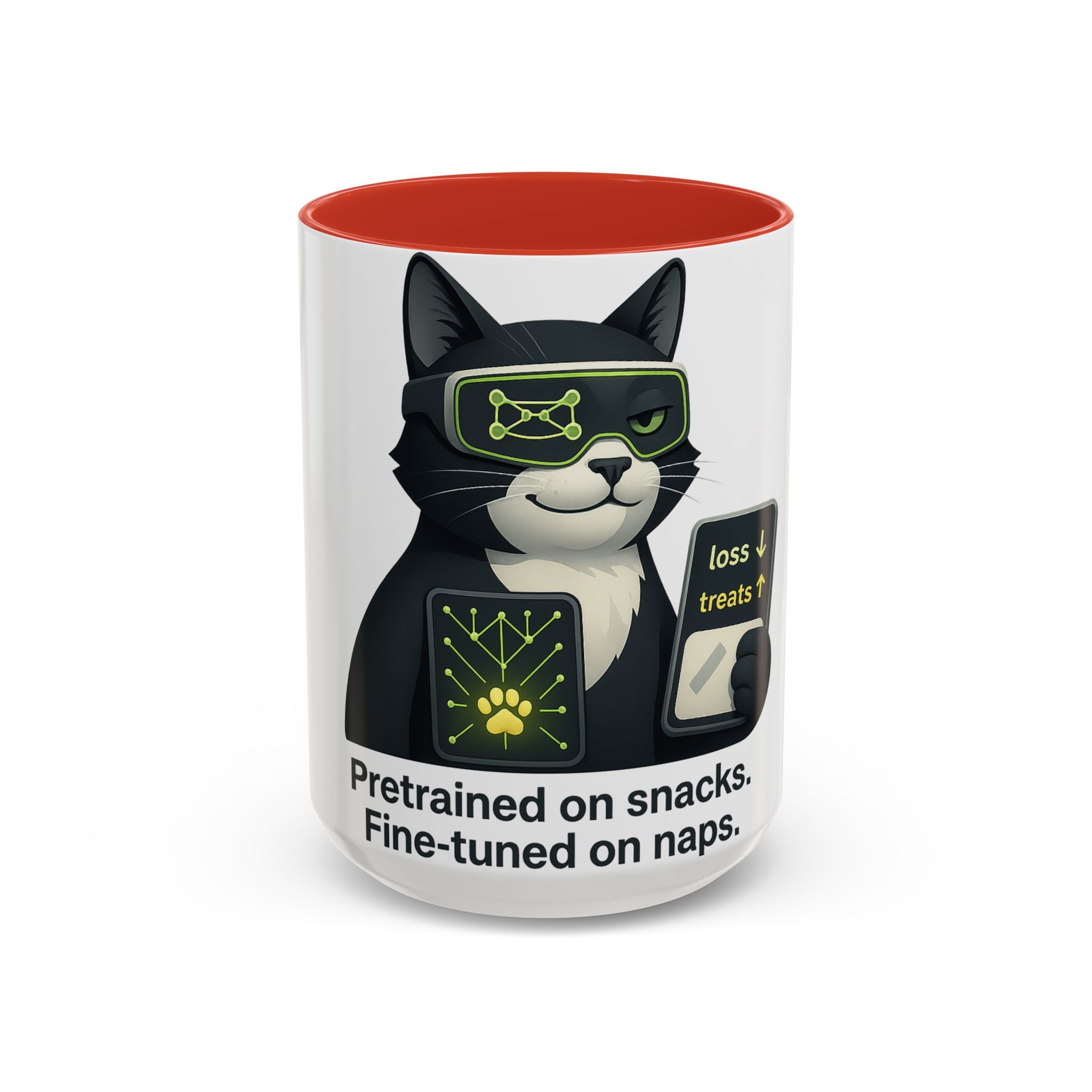 AI/ML Engineer , Pretrained on Snacks, Gift for Cat Lovers, Cute Pet Lover Mug, Coffee Cup for Nappers