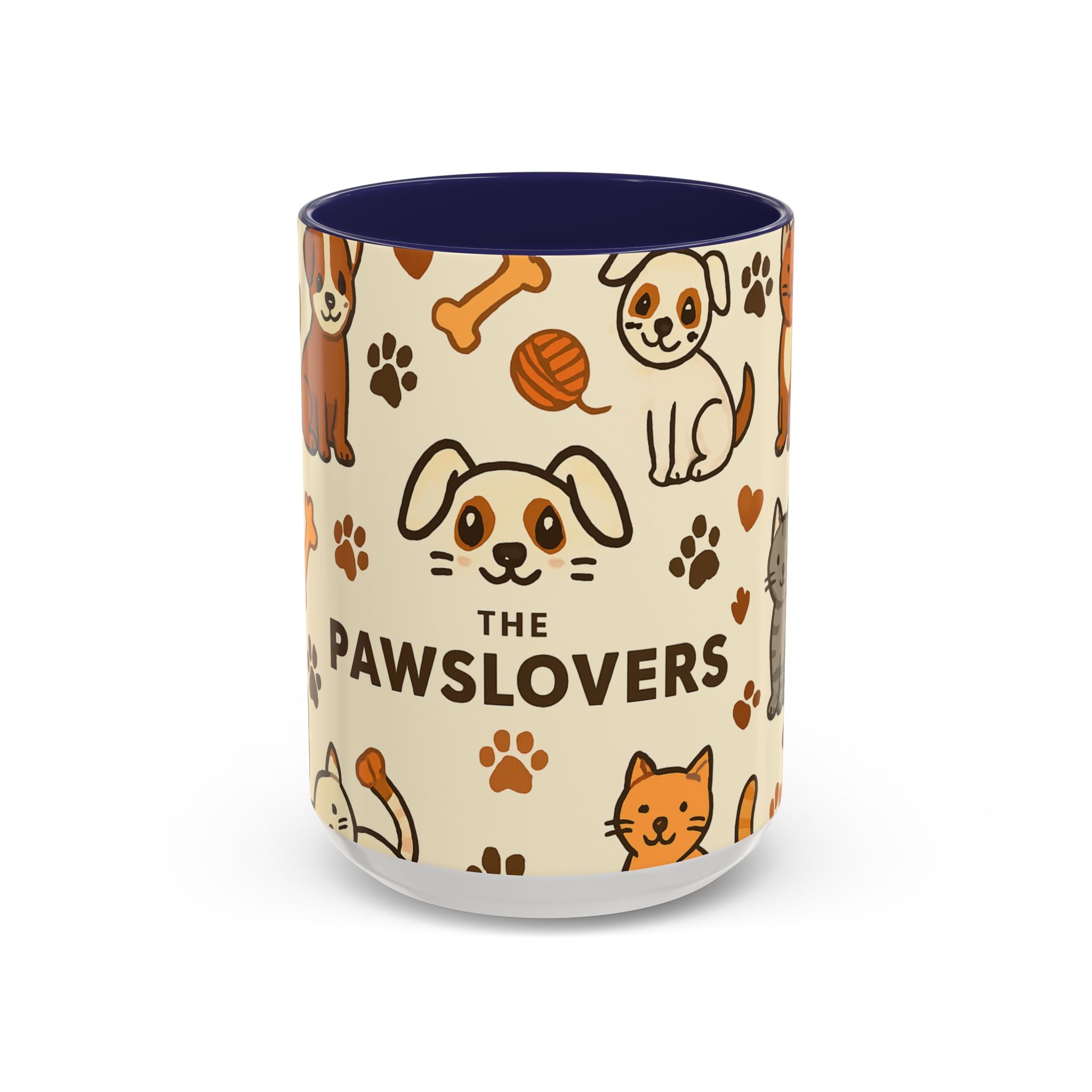 Animal Lovers Coffee Mug, Cute Cat and Dog Illustrations, Gift for Pet Owners, Cozy Home Decor, Paws Design, 11oz, 15oz Mug
