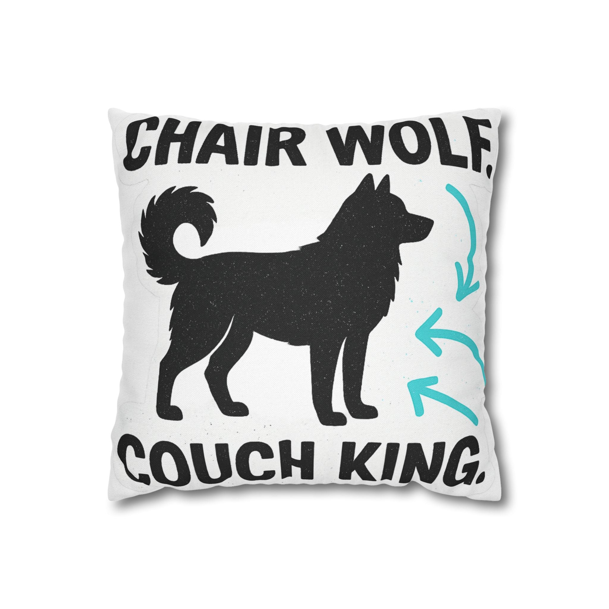 Chair Wolf Couch King Pillowcase, Soft Spun Polyester Throw Pillow, Dog Lover Gift, Pet Decor, Funny Cushion Cover, Home Accents