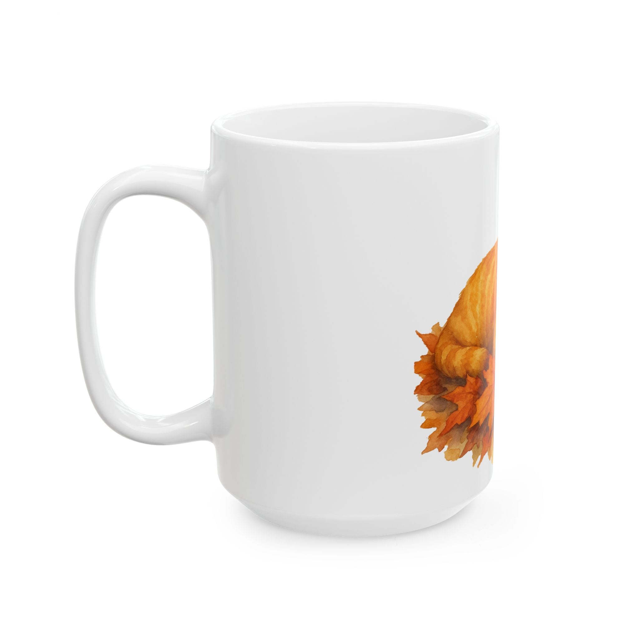 Autumn Cat Ceramic Mug - Adorable Orange Tabby Design, Cute Gift for Cat Lovers, Cozy Fall Coffee Cup, 11oz & 15oz Options