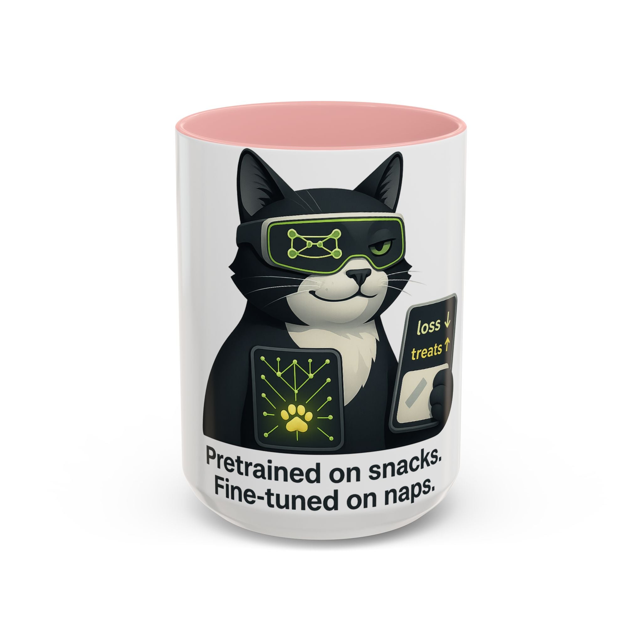 AI/ML Engineer , Pretrained on Snacks, Gift for Cat Lovers, Cute Pet Lover Mug, Coffee Cup for Nappers