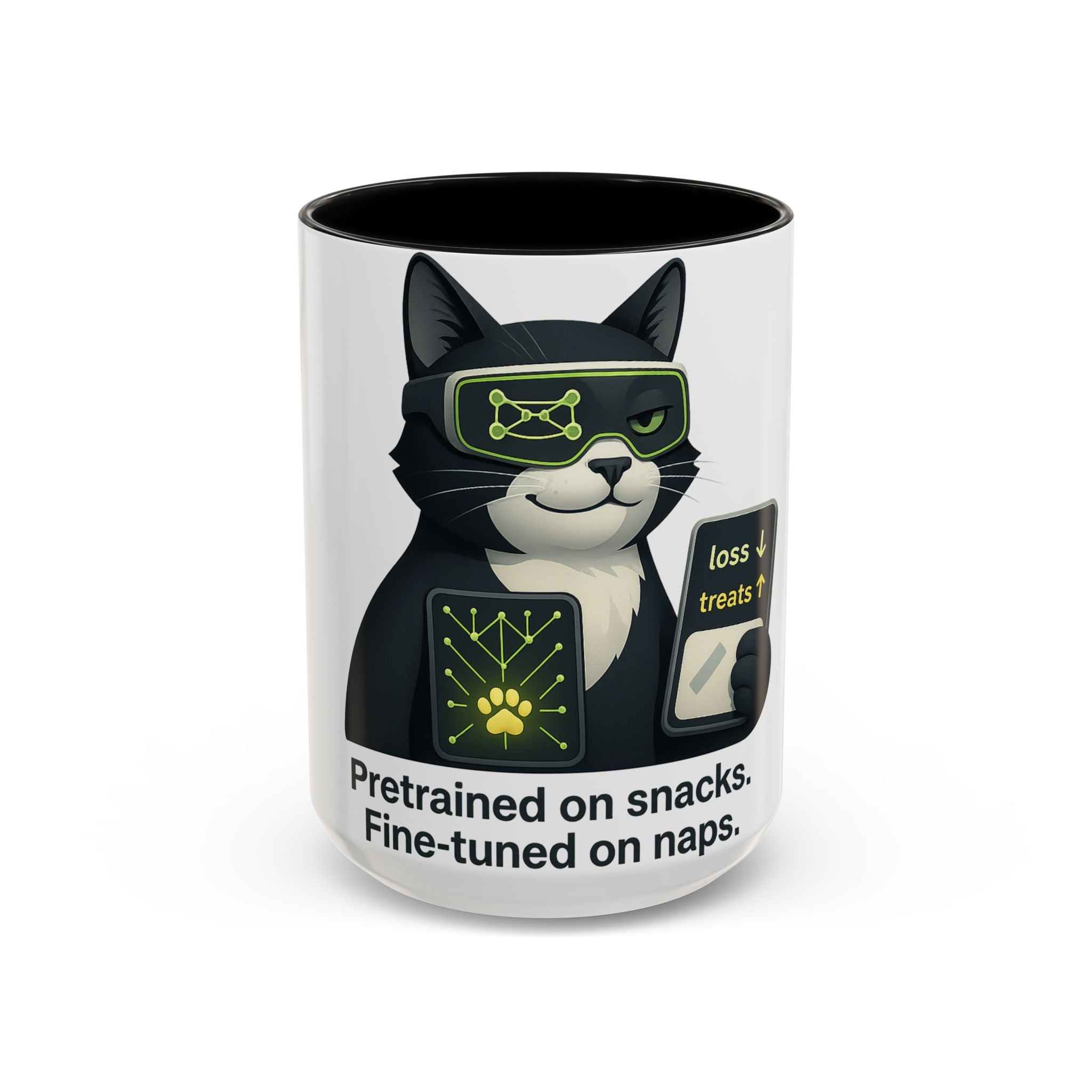 AI/ML Engineer , Pretrained on Snacks, Gift for Cat Lovers, Cute Pet Lover Mug, Coffee Cup for Nappers