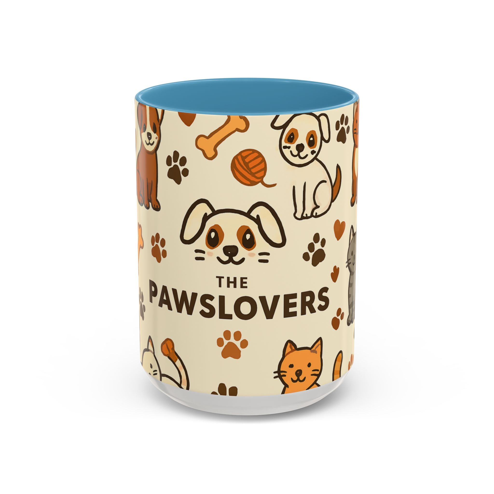 Animal Lovers Coffee Mug, Cute Cat and Dog Illustrations, Gift for Pet Owners, Cozy Home Decor, Paws Design, 11oz, 15oz Mug