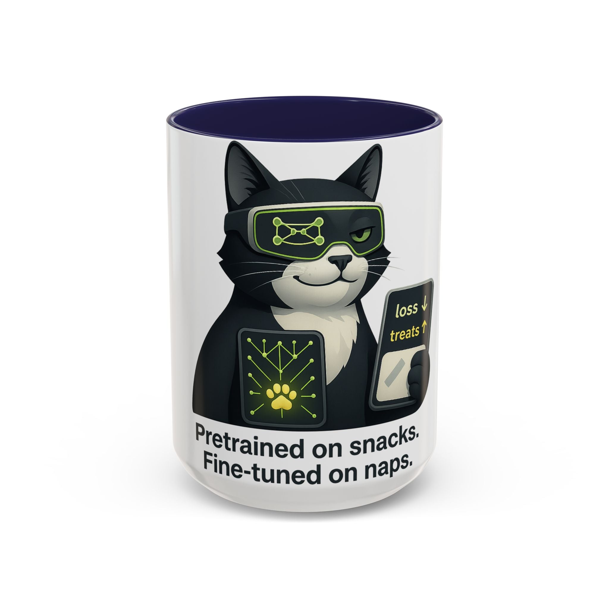 AI/ML Engineer , Pretrained on Snacks, Gift for Cat Lovers, Cute Pet Lover Mug, Coffee Cup for Nappers