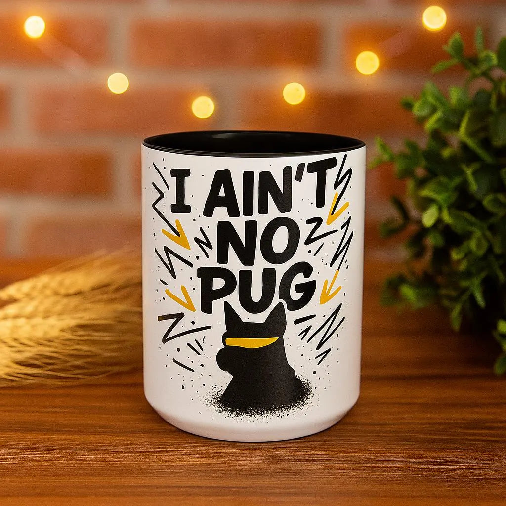 Accent Coffee Mug - I Ain't No Pug | Funny Pet Lover Gift, Dog Owner Humor, Unique Kitchen Decor, Quirky Coffee Cup, Birthday Present